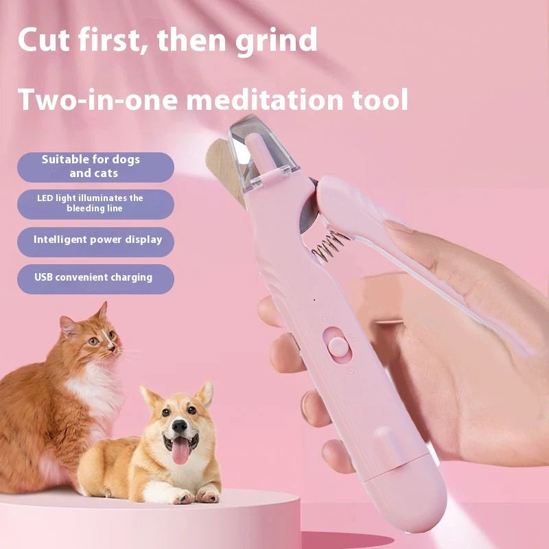 2 in 1 Pet Nail Clippers with Led Light Dog Cat Special Blood Line Scissors Multifunction Animals Paw Nail Trimmer Pet Supplies