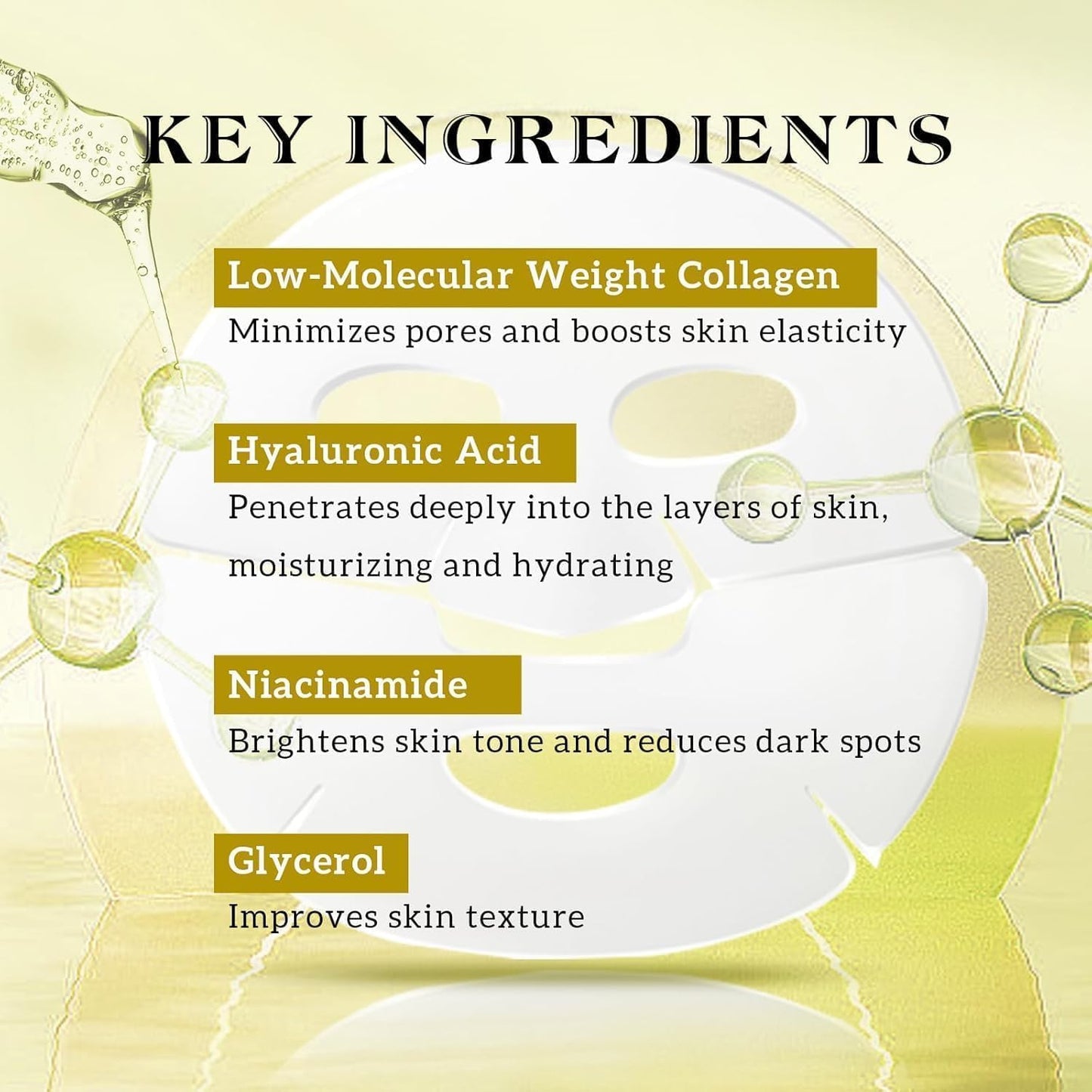 Bio-Collagen Deep Anti-Wrinkle Lifting Mask - Overnight Hydrating Treatment for All Skin Types - 17 Pack